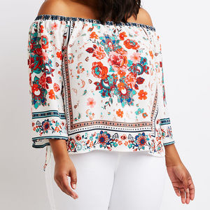 Plus Size Floral Off The Shoulder Top